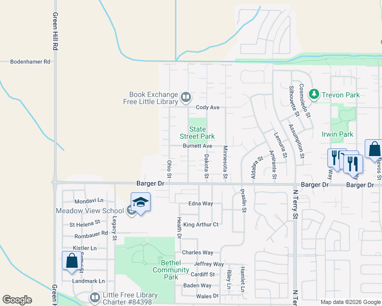 map of restaurants, bars, coffee shops, grocery stores, and more near 2083 Wisconsin Street in Eugene