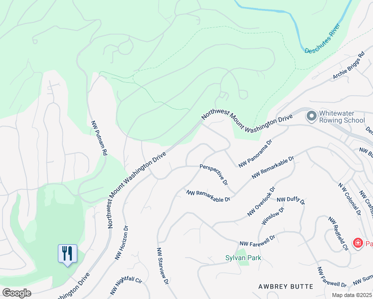 map of restaurants, bars, coffee shops, grocery stores, and more near 3327 Northwest Windwood Way in Bend