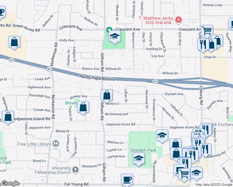 map of restaurants, bars, coffee shops, grocery stores, and more near 2166 Elysium Ave in Eugene