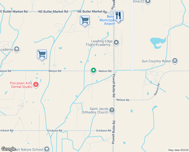 map of restaurants, bars, coffee shops, grocery stores, and more near 62975 Powell Butte Road in Bend