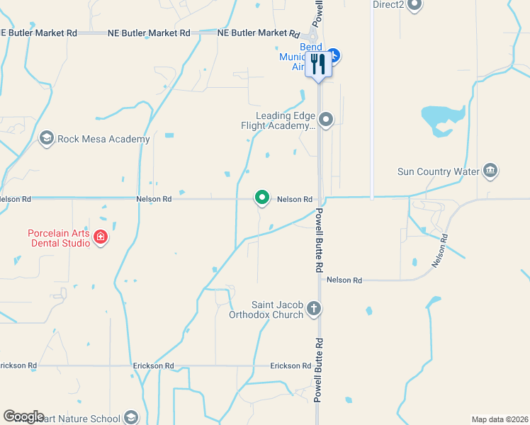 map of restaurants, bars, coffee shops, grocery stores, and more near 62975 Powell Butte Road in Bend