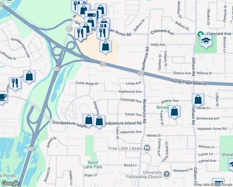 map of restaurants, bars, coffee shops, grocery stores, and more near 2140 Tabor Street in Eugene