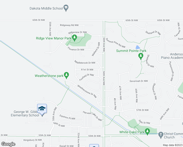 map of restaurants, bars, coffee shops, grocery stores, and more near 5107 Foxfield Drive Northwest in Rochester