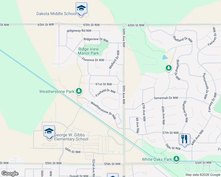 map of restaurants, bars, coffee shops, grocery stores, and more near 5378 Weatherstone Circle Northwest in Rochester