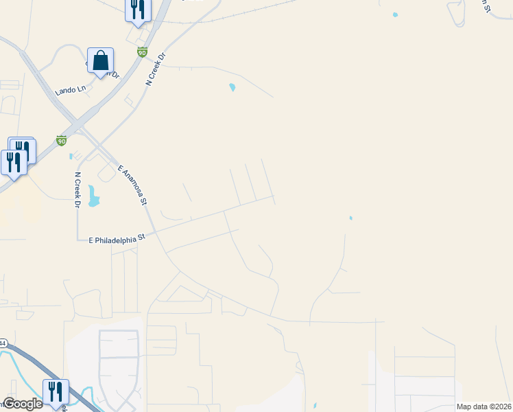 map of restaurants, bars, coffee shops, grocery stores, and more near 1798 East Anamosa Street in Rapid City