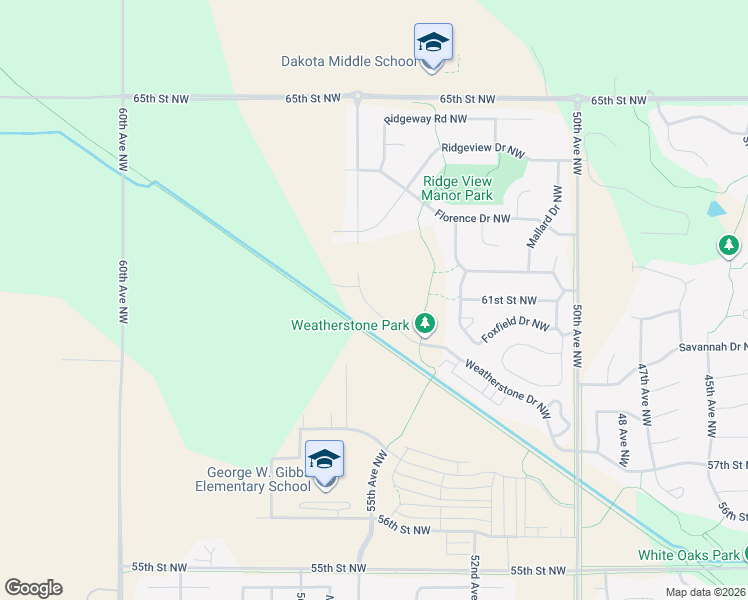 map of restaurants, bars, coffee shops, grocery stores, and more near 5445 Weatherstone Drive Northwest in Rochester