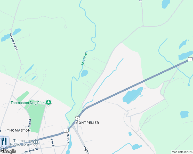 map of restaurants, bars, coffee shops, grocery stores, and more near 70 Old County Road in Thomaston