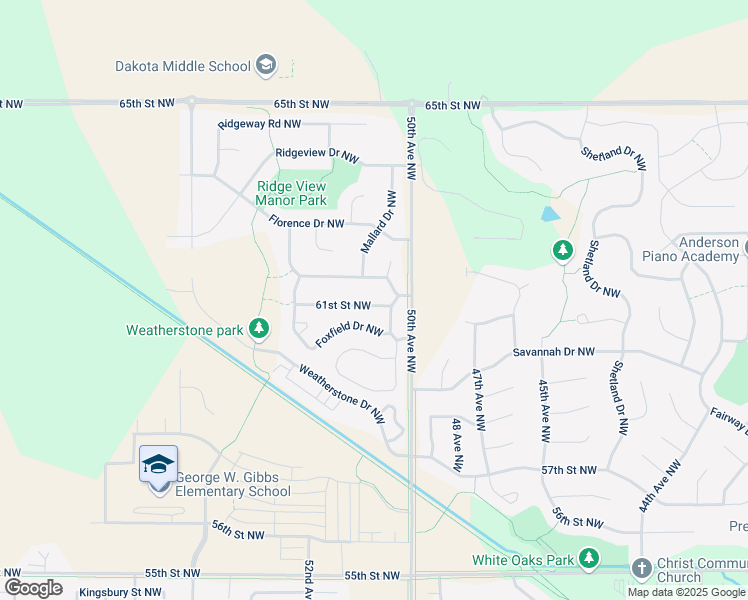 map of restaurants, bars, coffee shops, grocery stores, and more near 5111 61st Street Northwest in Rochester