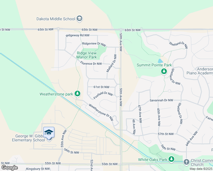 map of restaurants, bars, coffee shops, grocery stores, and more near 5111 61st Street Northwest in Rochester