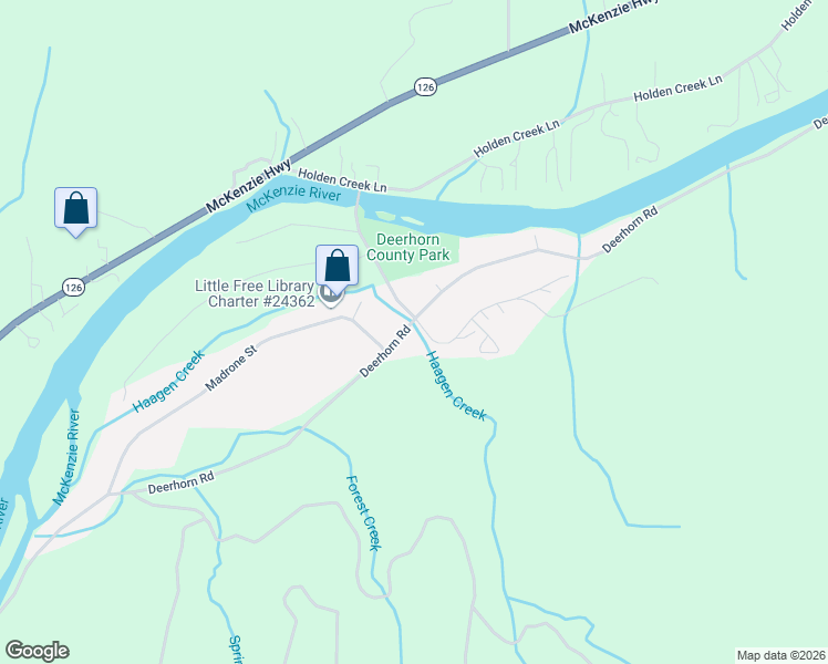 map of restaurants, bars, coffee shops, grocery stores, and more near 41886 Deerhorn Rd in Springfield