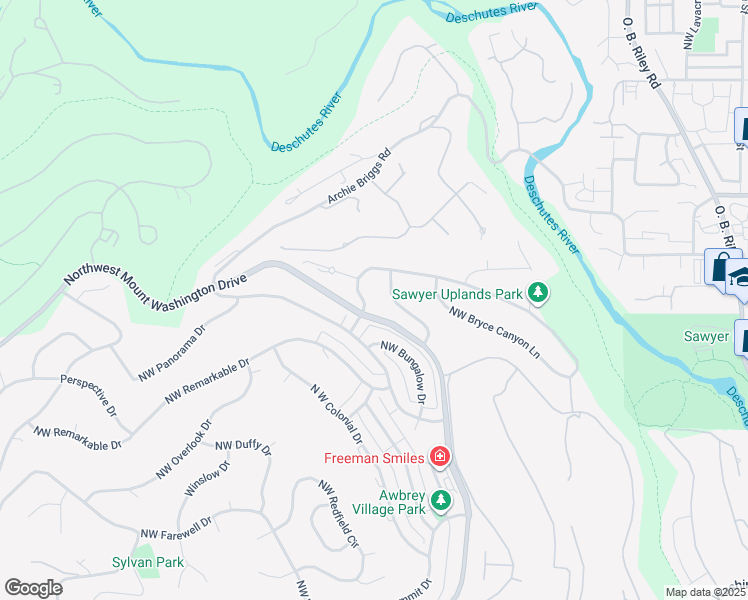 map of restaurants, bars, coffee shops, grocery stores, and more near 1021 North West Yosemite Drive in Bend