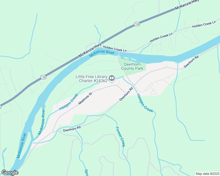 map of restaurants, bars, coffee shops, grocery stores, and more near 41810 Madrone Street in Springfield