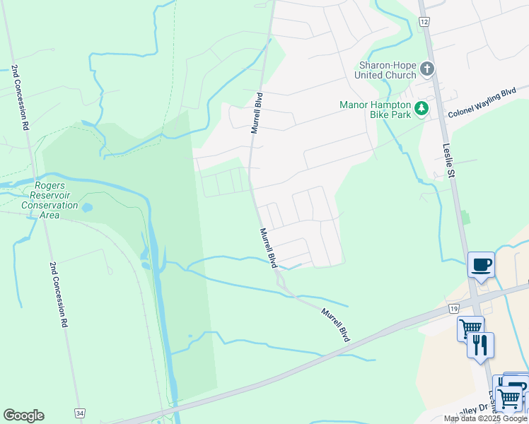 map of restaurants, bars, coffee shops, grocery stores, and more near 699 Murrell Boulevard in East Gwillimbury