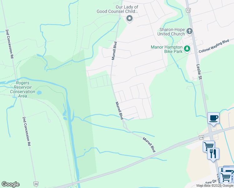 map of restaurants, bars, coffee shops, grocery stores, and more near 699 Murrell Boulevard in East Gwillimbury