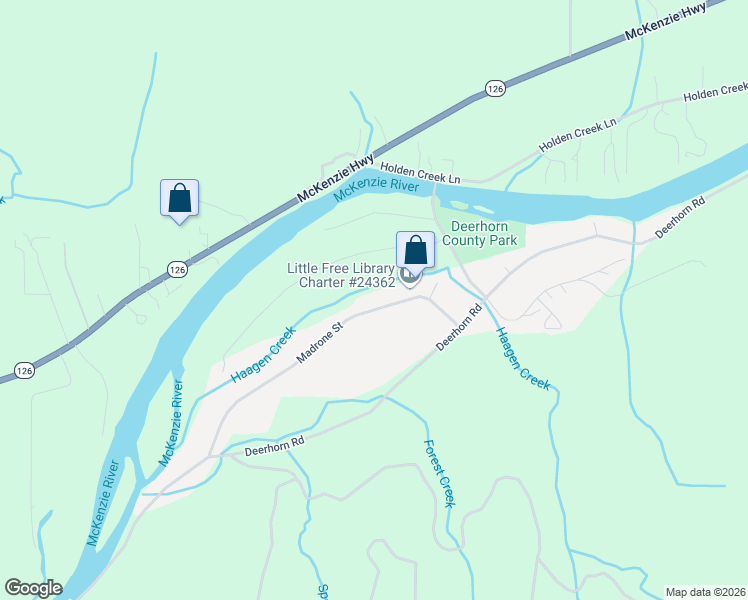map of restaurants, bars, coffee shops, grocery stores, and more near 41765 Madrone Street in Springfield