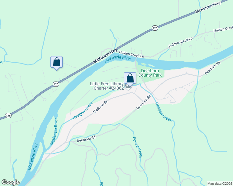map of restaurants, bars, coffee shops, grocery stores, and more near 41765 Madrone Street in Springfield