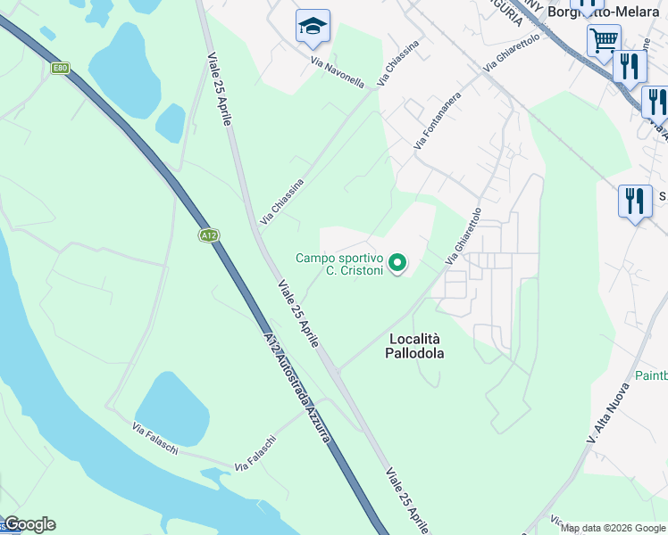 map of restaurants, bars, coffee shops, grocery stores, and more near 78 Via Fontananera in Provincia della Spezia