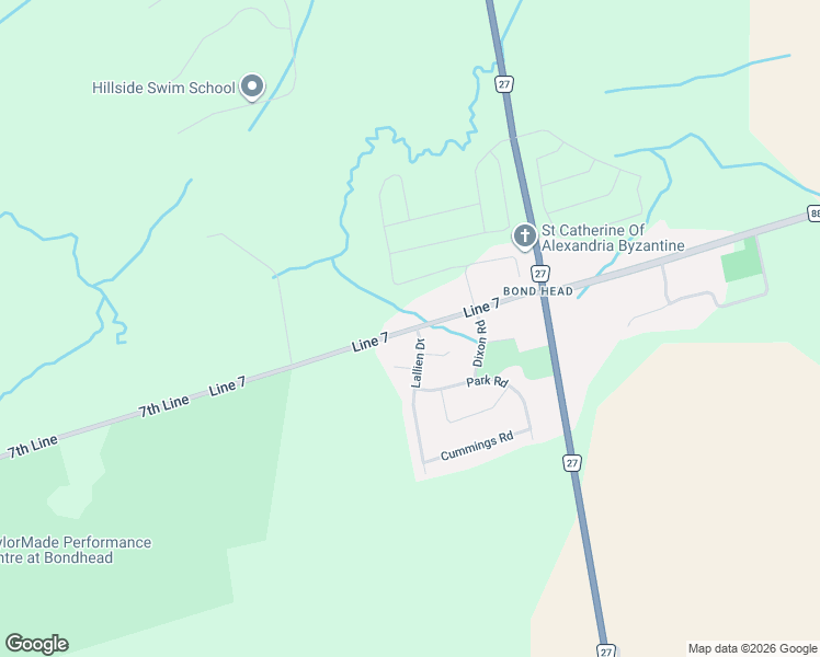 map of restaurants, bars, coffee shops, grocery stores, and more near 4426 Line 7 in Bradford West Gwillimbury