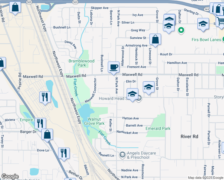 map of restaurants, bars, coffee shops, grocery stores, and more near 1000 Maxwell Rd in Eugene