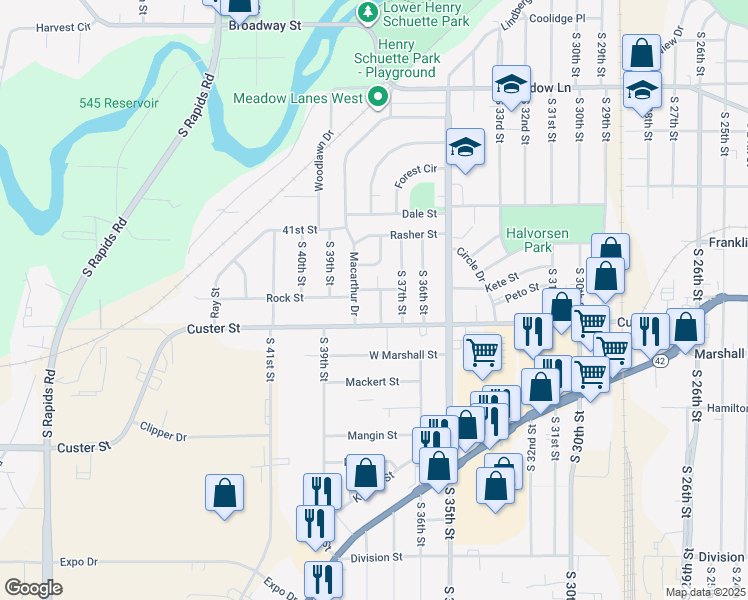 map of restaurants, bars, coffee shops, grocery stores, and more near 3728 Straight Street in Manitowoc