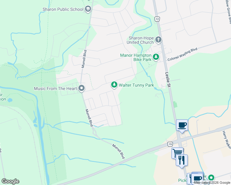 map of restaurants, bars, coffee shops, grocery stores, and more near 51 Manor Hampton Street in East Gwillimbury