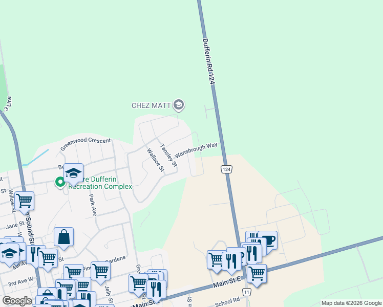 map of restaurants, bars, coffee shops, grocery stores, and more near 602 Hammond Street in Shelburne