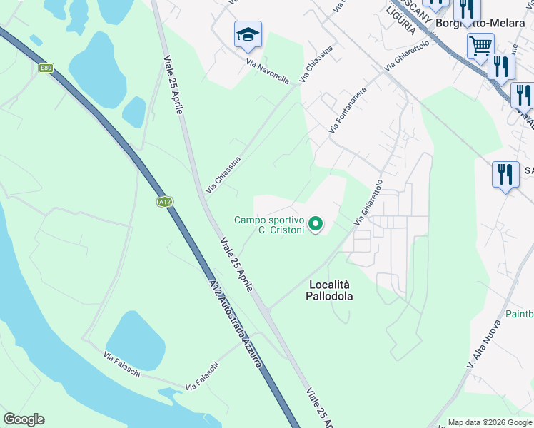 map of restaurants, bars, coffee shops, grocery stores, and more near 78 Via Fontananera in Provincia della Spezia