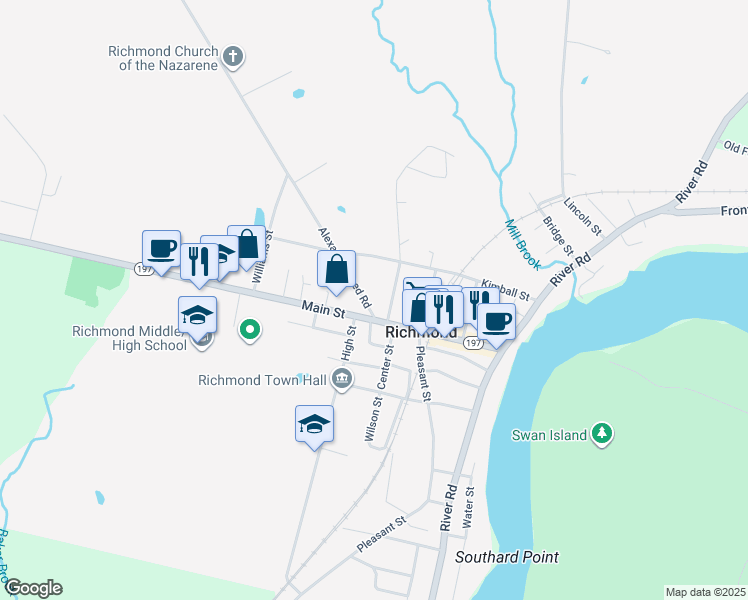 map of restaurants, bars, coffee shops, grocery stores, and more near 4 Alexander Reed Road in Richmond
