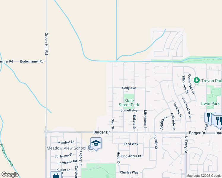 map of restaurants, bars, coffee shops, grocery stores, and more near 567 Cody Avenue in Eugene