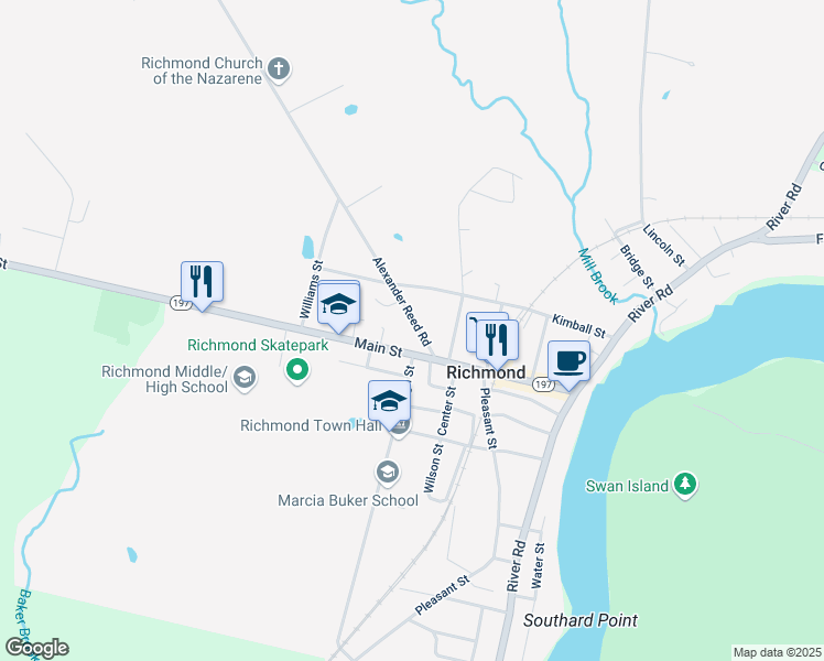 map of restaurants, bars, coffee shops, grocery stores, and more near 4 Alexander Reed Road in Richmond