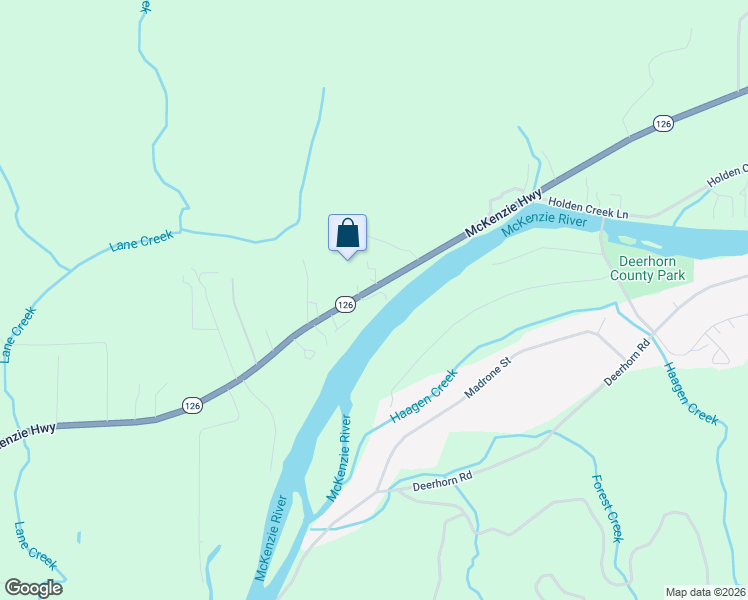 map of restaurants, bars, coffee shops, grocery stores, and more near 41578 McKenzie Highway in Springfield