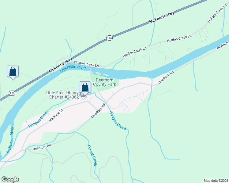 map of restaurants, bars, coffee shops, grocery stores, and more near 41925 Deerhorn Road in Springfield