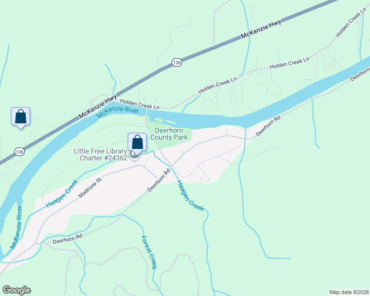 map of restaurants, bars, coffee shops, grocery stores, and more near 41925 Deerhorn Road in Springfield