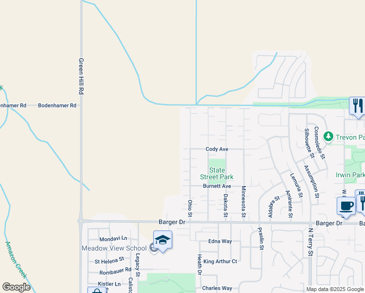 map of restaurants, bars, coffee shops, grocery stores, and more near 567 Cody Avenue in Eugene