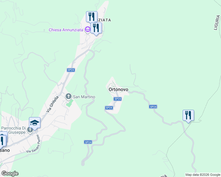 map of restaurants, bars, coffee shops, grocery stores, and more near 20 Via Ceccardo Roccatagliata Ceccardi in Ortonovo