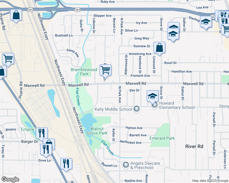 map of restaurants, bars, coffee shops, grocery stores, and more near 1000 Maxwell Road in Eugene