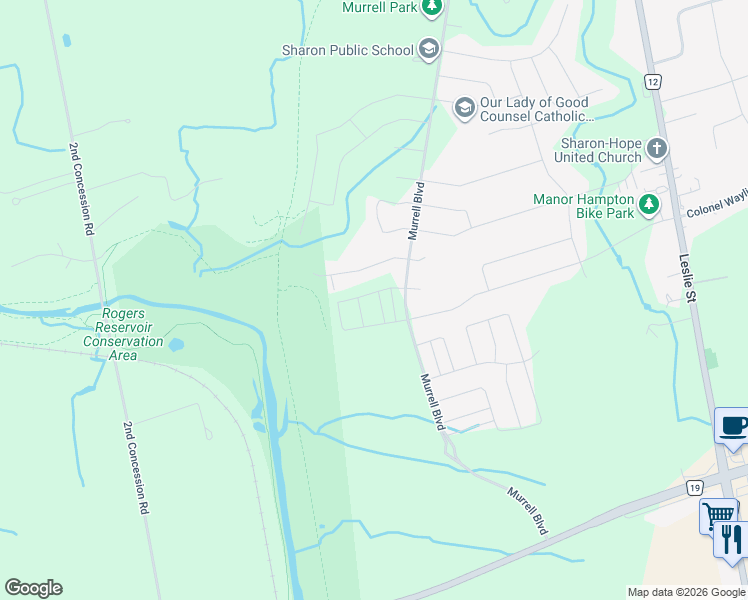 map of restaurants, bars, coffee shops, grocery stores, and more near 68 Kiteley Crescent in East Gwillimbury