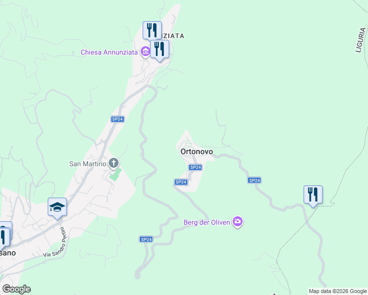 map of restaurants, bars, coffee shops, grocery stores, and more near 20 Via Ceccardo Roccatagliata Ceccardi in Ortonovo