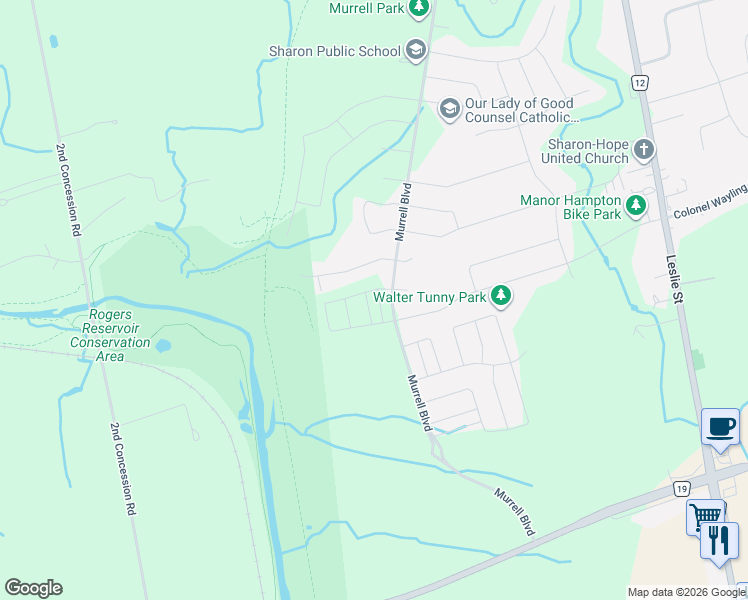 map of restaurants, bars, coffee shops, grocery stores, and more near 23 Verbena Street in East Gwillimbury