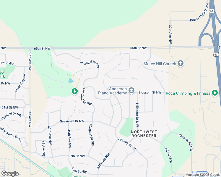 map of restaurants, bars, coffee shops, grocery stores, and more near 4342 Somersby Court Northwest in Rochester