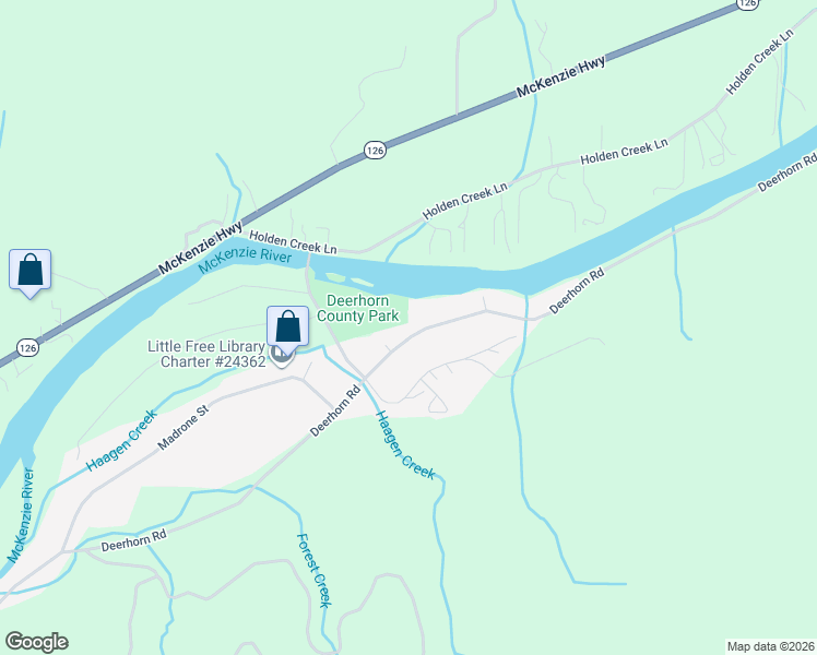 map of restaurants, bars, coffee shops, grocery stores, and more near 41925 Deerhorn Road in Springfield
