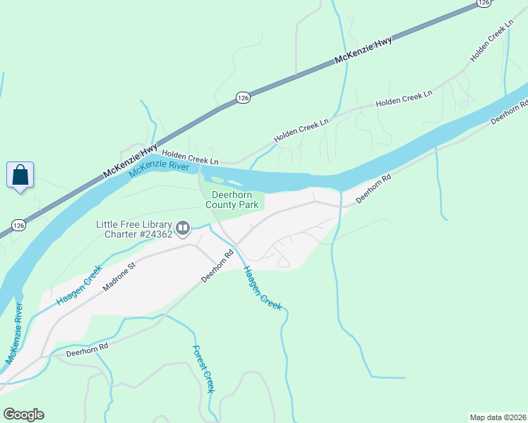 map of restaurants, bars, coffee shops, grocery stores, and more near 41925 Deerhorn Road in Springfield