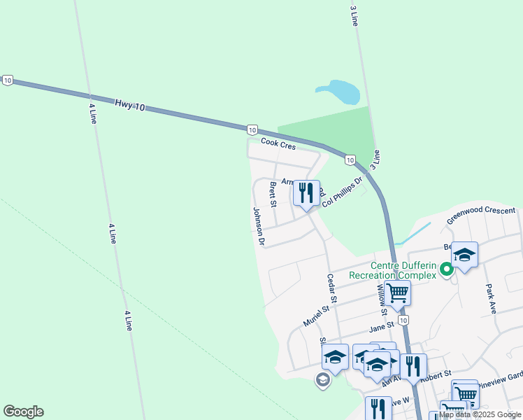 map of restaurants, bars, coffee shops, grocery stores, and more near 244 Johnson Drive in Shelburne