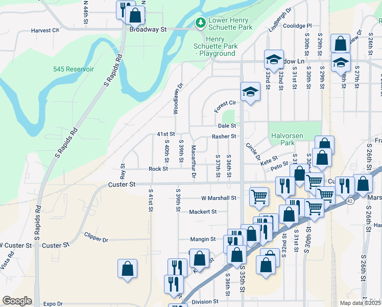map of restaurants, bars, coffee shops, grocery stores, and more near 3728 Straight Street in Manitowoc