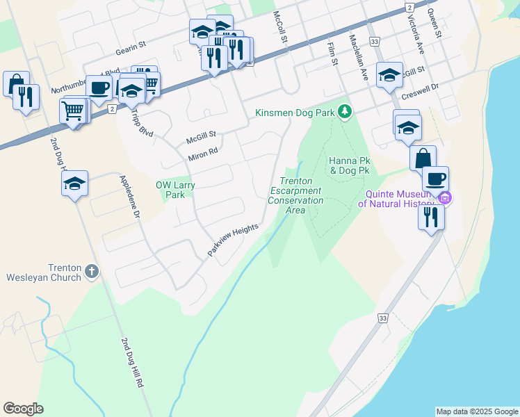 map of restaurants, bars, coffee shops, grocery stores, and more near in Quinte West