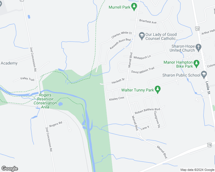 map of restaurants, bars, coffee shops, grocery stores, and more near 68 Kiteley Crescent in East Gwillimbury
