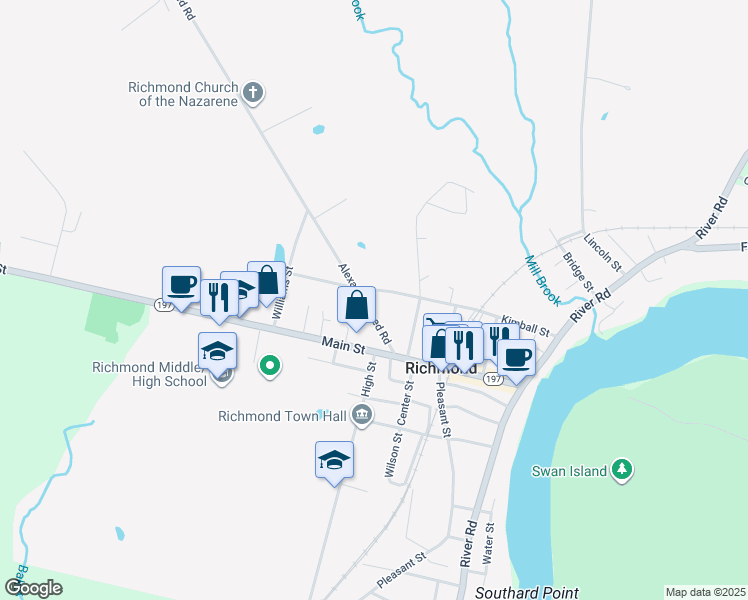 map of restaurants, bars, coffee shops, grocery stores, and more near 4 Alexander Reed Road in Richmond