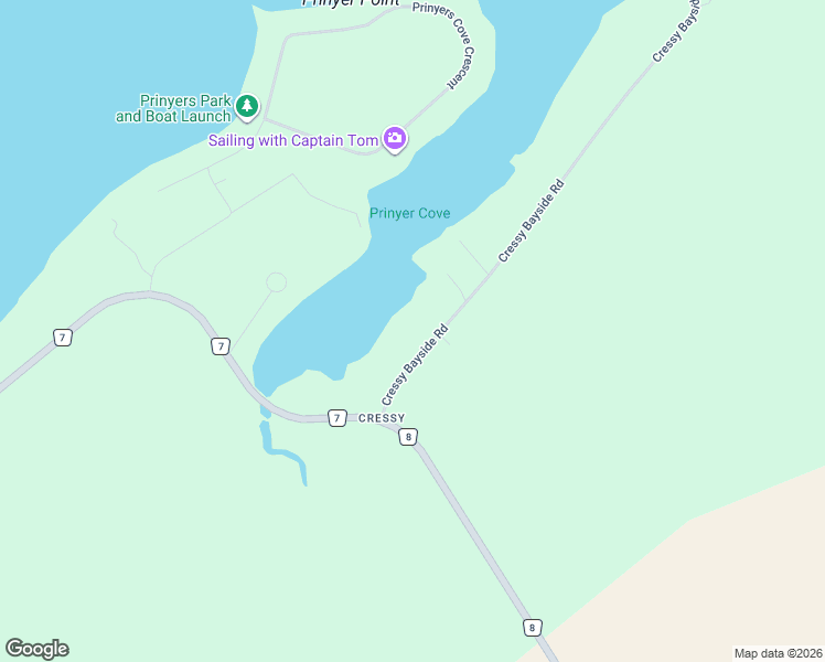 map of restaurants, bars, coffee shops, grocery stores, and more near 53 Cressy Bayside Road in Prince Edward