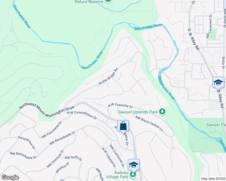 map of restaurants, bars, coffee shops, grocery stores, and more near 3713 Northwest Falcon Ridge in Bend