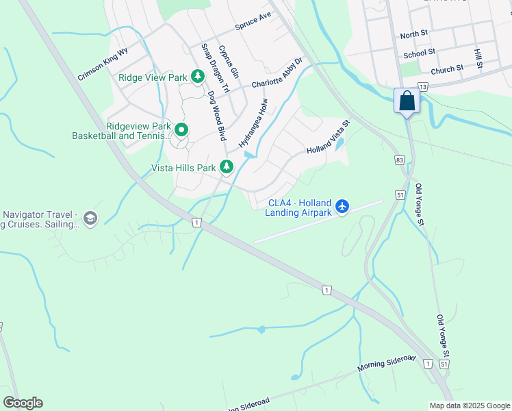 map of restaurants, bars, coffee shops, grocery stores, and more near 26 Holland Vista St in East Gwillimbury